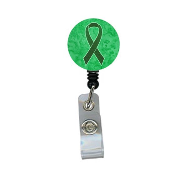 Carolines Treasures Emerald Green Ribbon for Liver Cancer Awareness Retractable Badge Reel AN1221BR